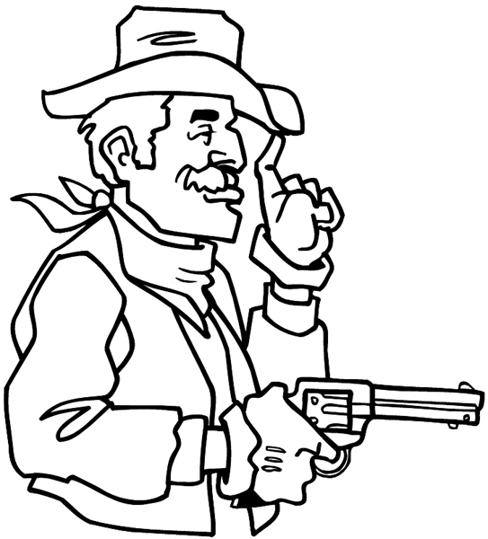 Cowboy with pistol vinyl sticker. Customize on line. Cinemas Films Videos 022-0131  